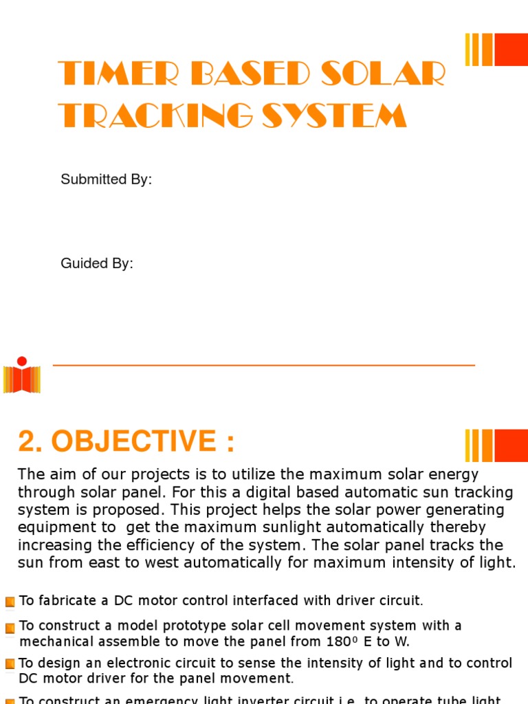 Timer-Based Solar Tracking System | PDF | Electric Motor | Solar Panel