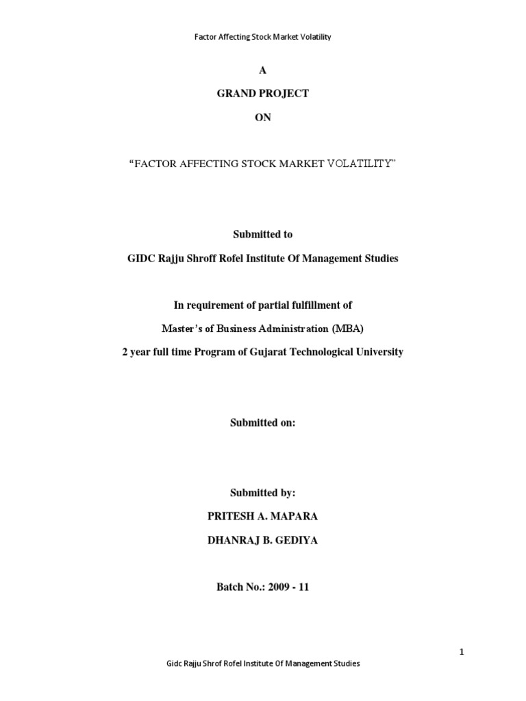 Project Report Stock Market Volatile | PDF | Stock Market | Stocks