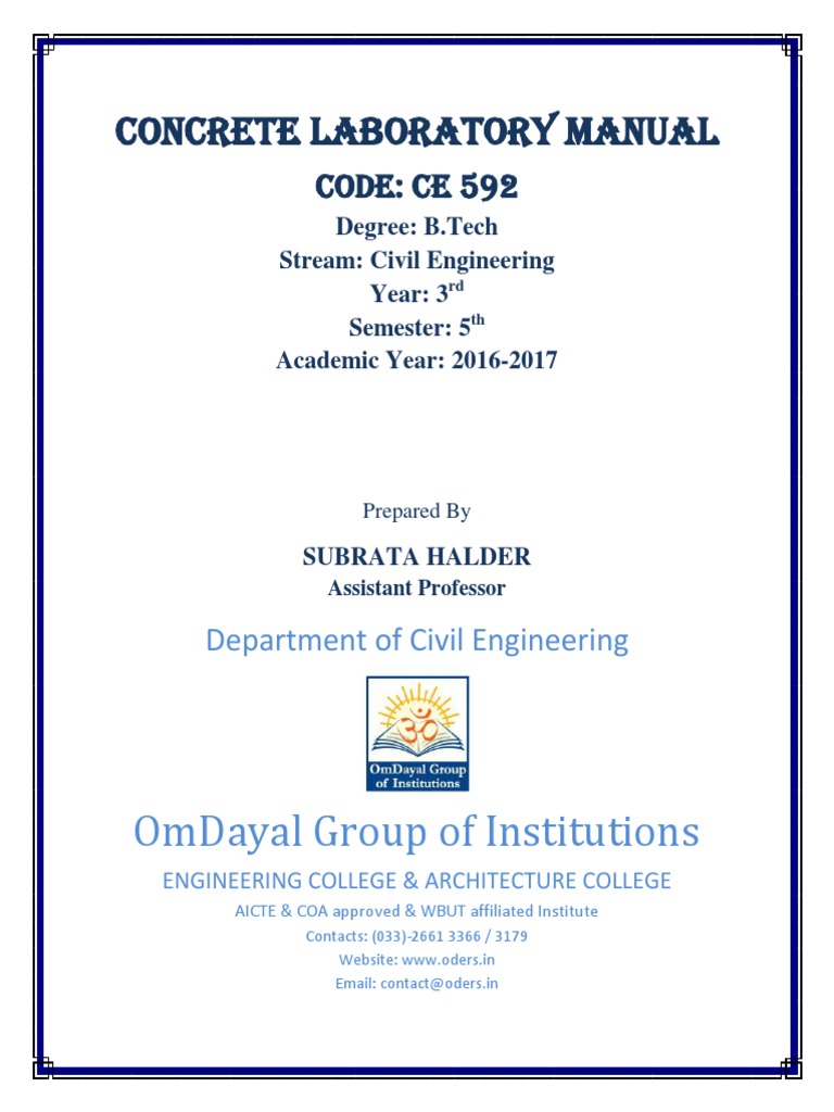 Concrete Lab Manual Final 07072016 PDF PDF Concrete Density