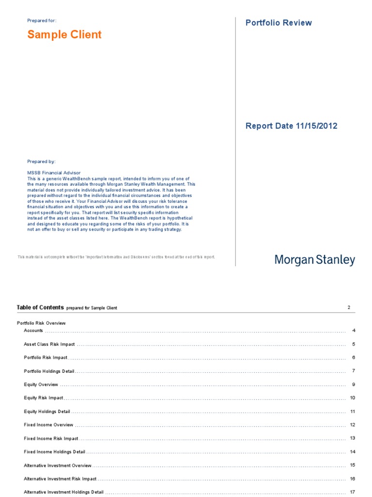 WealthBench Portfolio Review Summary | PDF | Private Equity | Investing
