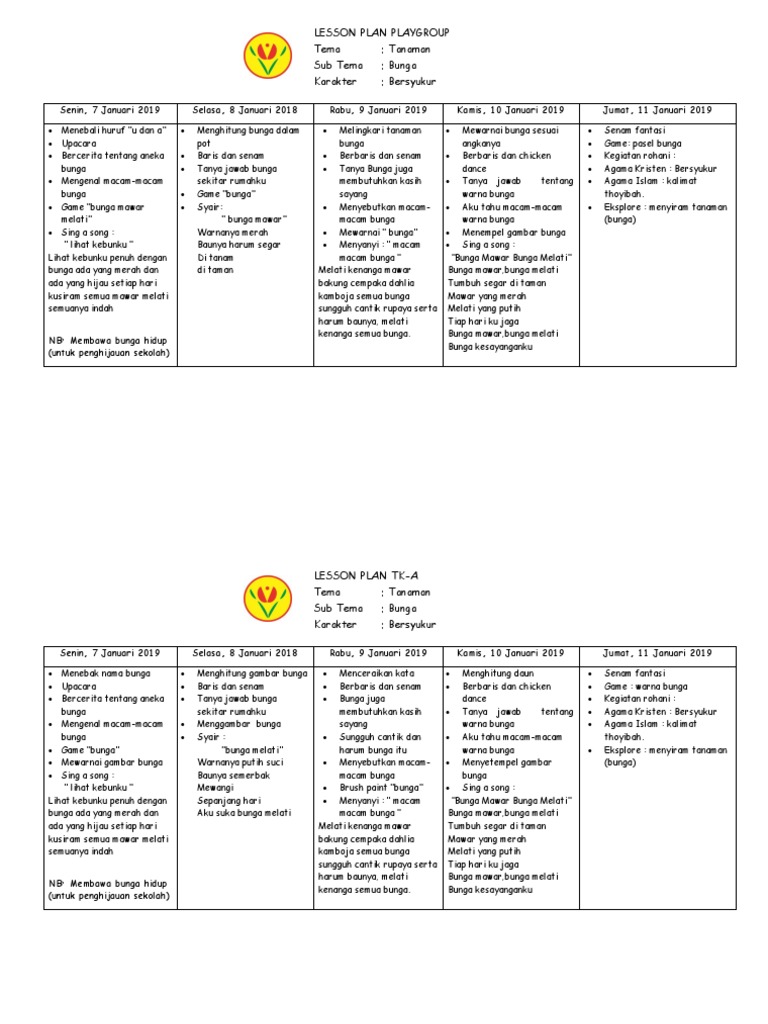 Lesson Plan Tanaman Bunga