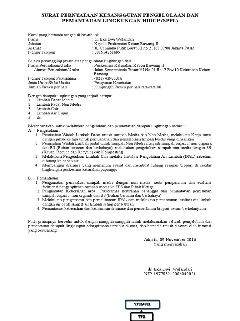 SPPL Puskesmas Kebon Bawang II | PDF | Kesehatan Holistik