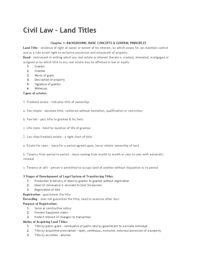 Civil Law: Understanding Land Titles | PDF | Mortgage Law | Foreclosure