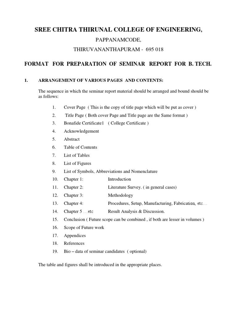 seminar report format in word