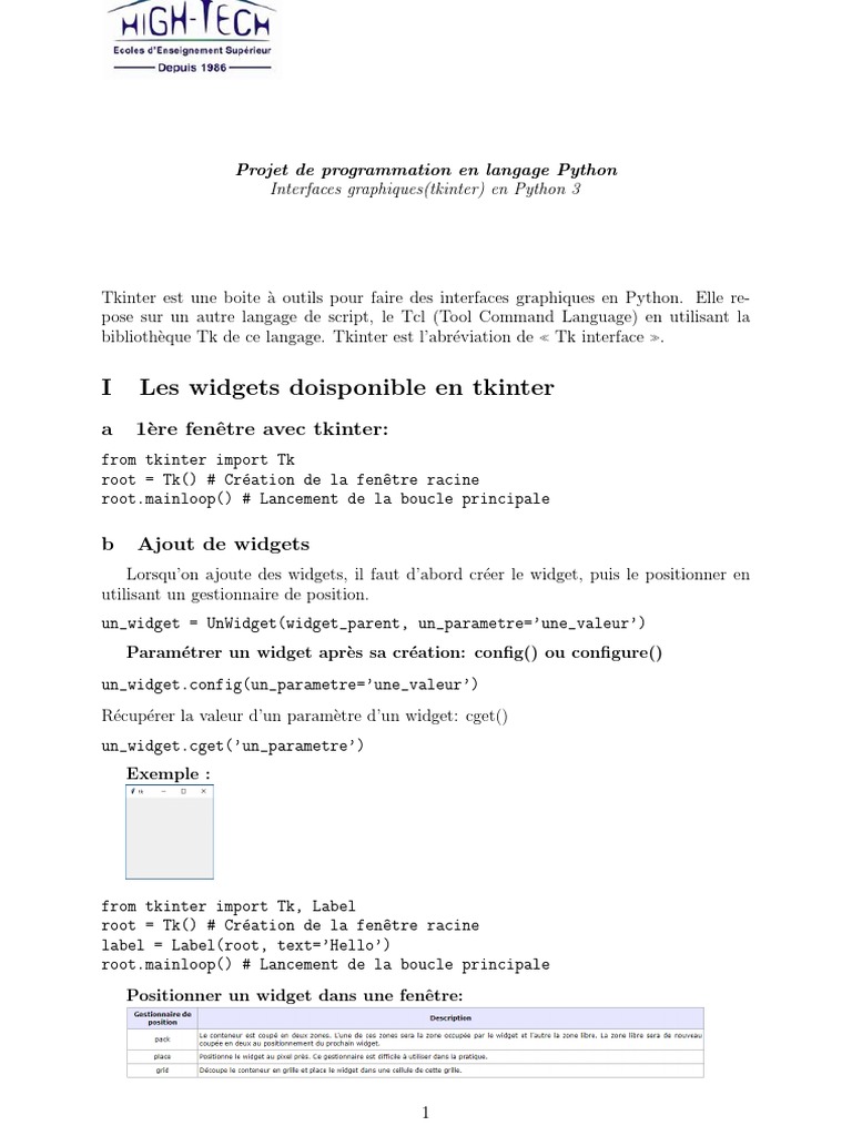 Guide sur Tkinter en Python 3 | PDF | Python (Langage de programmation ...