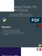 Introduction To Python: The Language That Meets All Requirements and The Language Which All Requirements Meet