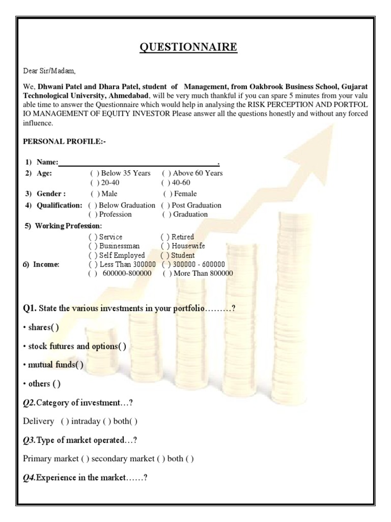 Questionnaire: Q1. State The Various Investments in Your Portfolio ? | PDF
