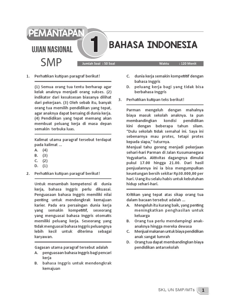 Soal Pemantapan Pembahasan Un2 Pdf