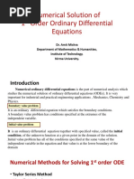 Numerical Solution of ODE