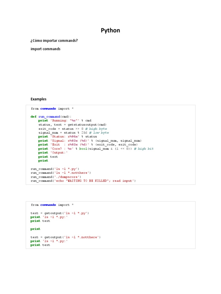 Python: ¿Cómo Importar Commands? Import Commands | PDF | Parameter ...