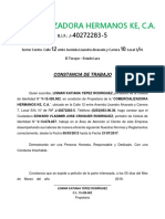 Comercializadora Hermanos KE constancia trabajo