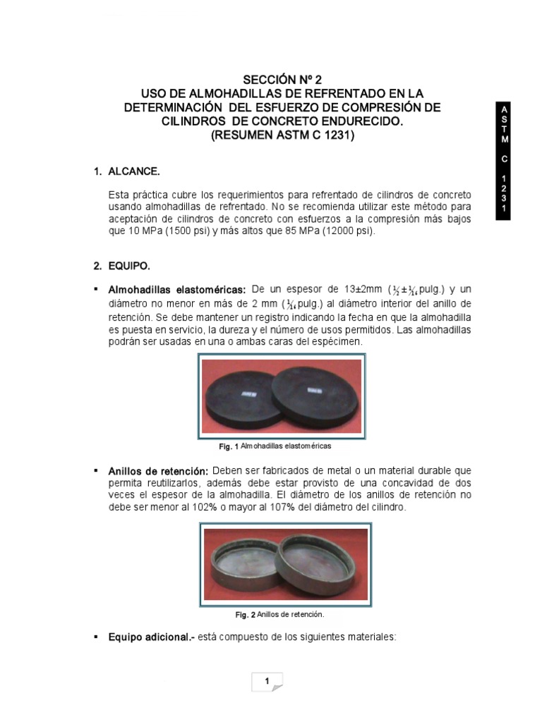 Uso de Almohadillas en Cilindros de Concreto | PDF | Materiales ...