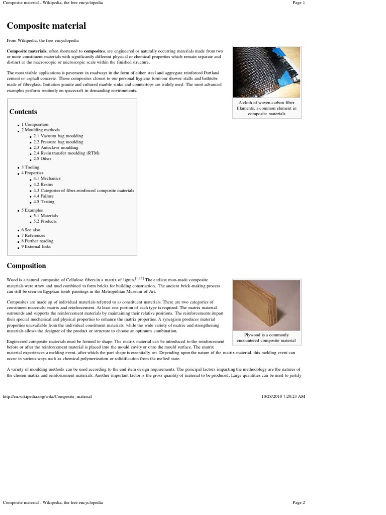 Composite Material - Wikipedia, The Free Encyclopedia | PDF | Composite ...