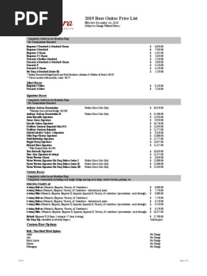 Fodera price lists