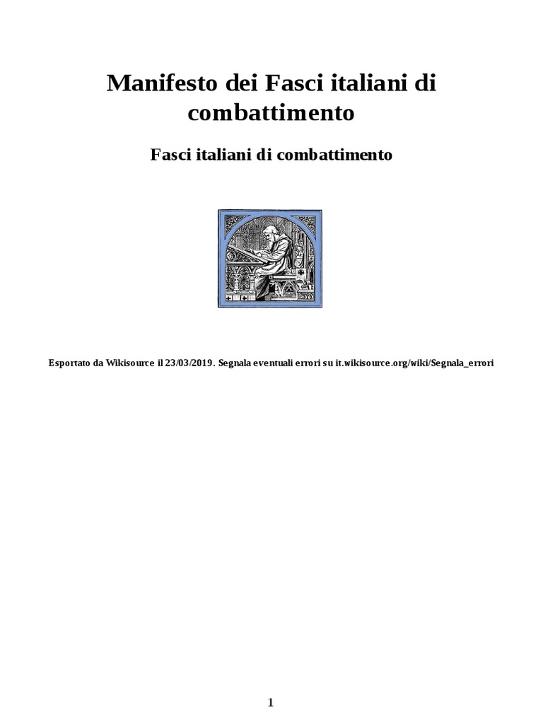 Il Manifesto Dei Fasci Di Combattimento | PDF