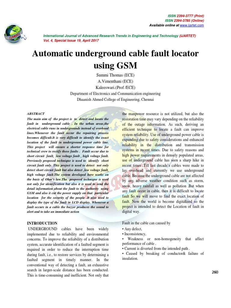 Automatic Underground Cable Fault Locator | PDF | Rectifier | Direct ...