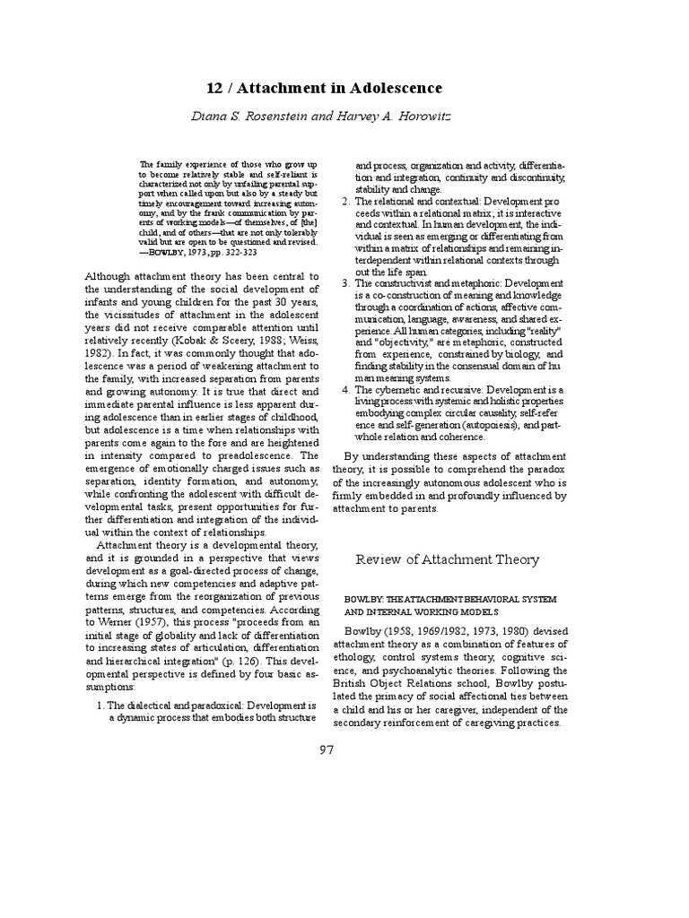 Attachment Dynamics in Adolescence | PDF | Attachment Theory | Adolescence