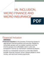 Financial Inclusion, Microfinance and Micro Insurance