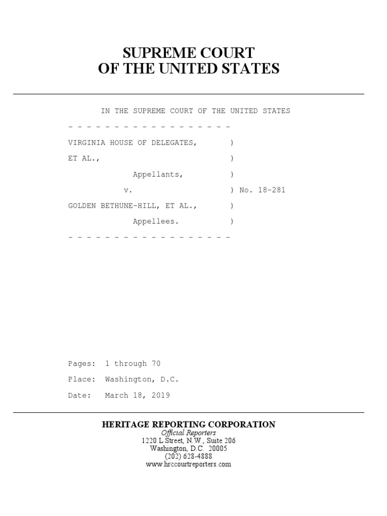 Bethune Hill Transcript PDF Appeal United States House Of