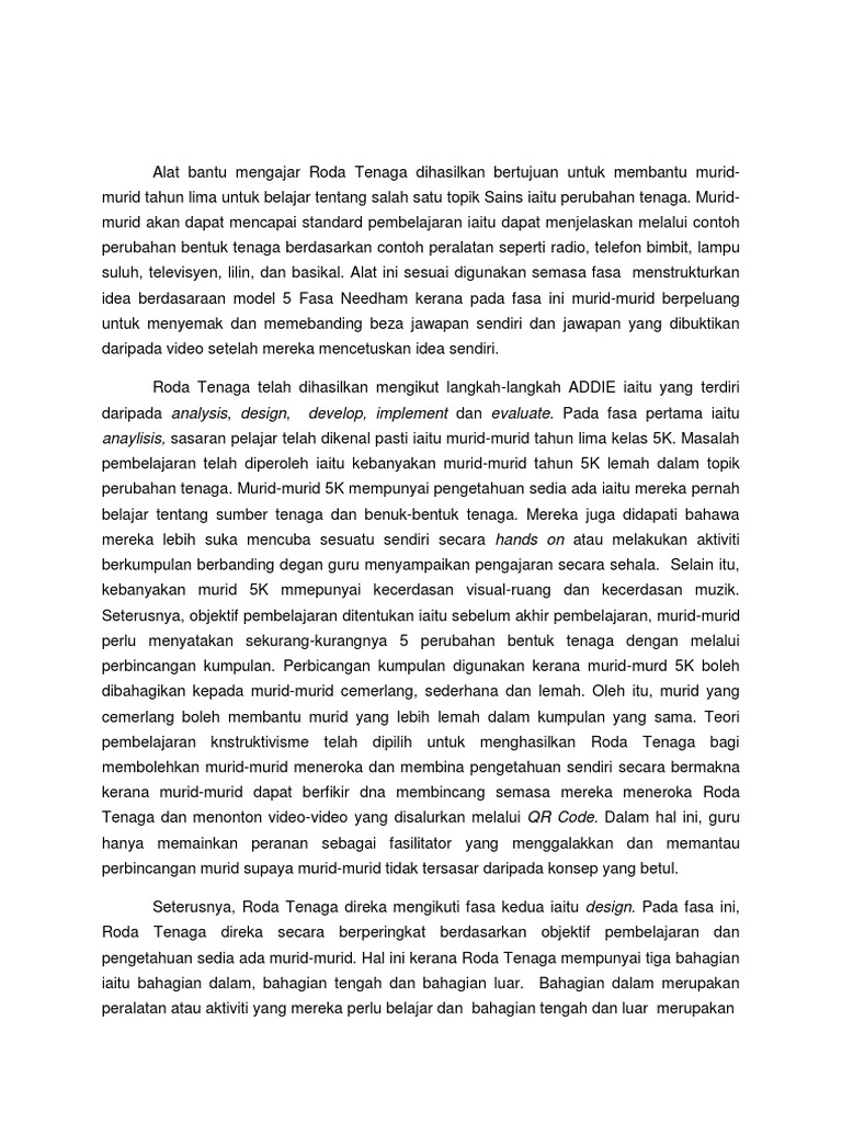 Alat Bantu Mengajar Roda Tenaga Bertujuan Untuk Membantu Murid | PDF