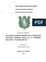 Efecto de la aplicación de abono orgánico en la producción ecológica de quinua blanca