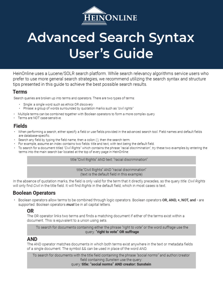 Advanced Search Syntax | PDF | Bracket | Information Retrieval