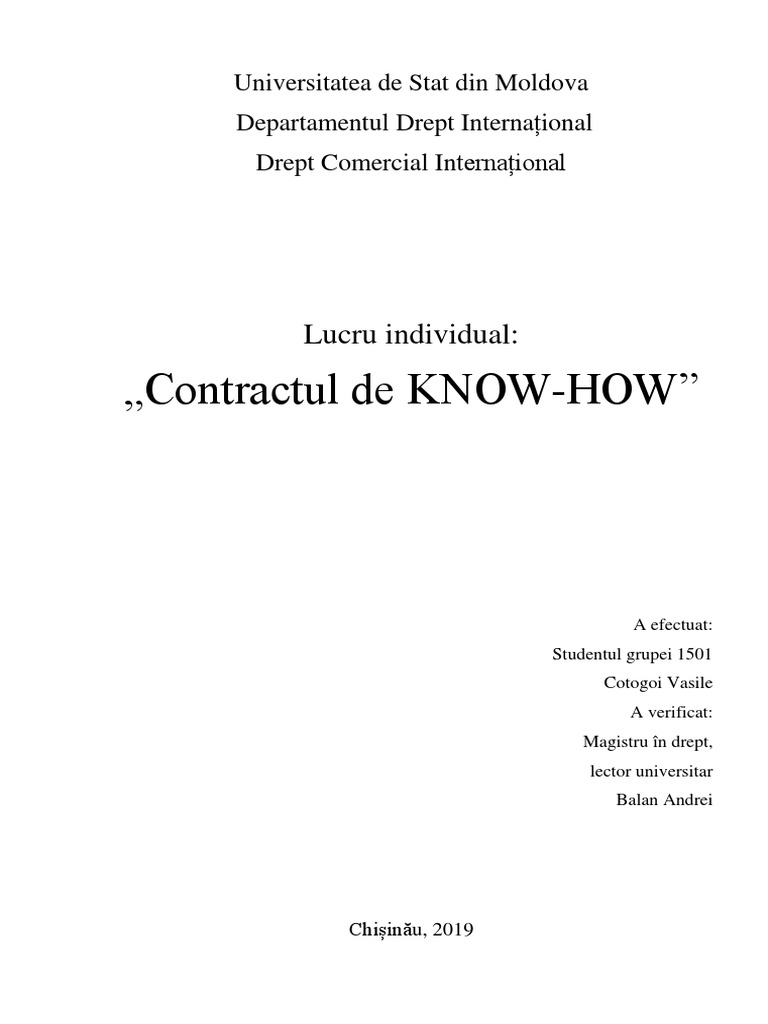 Contractul de Know How | PDF
