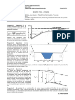 Examen final de Hidráulica e Hidrología de la UNI con 4 preguntas