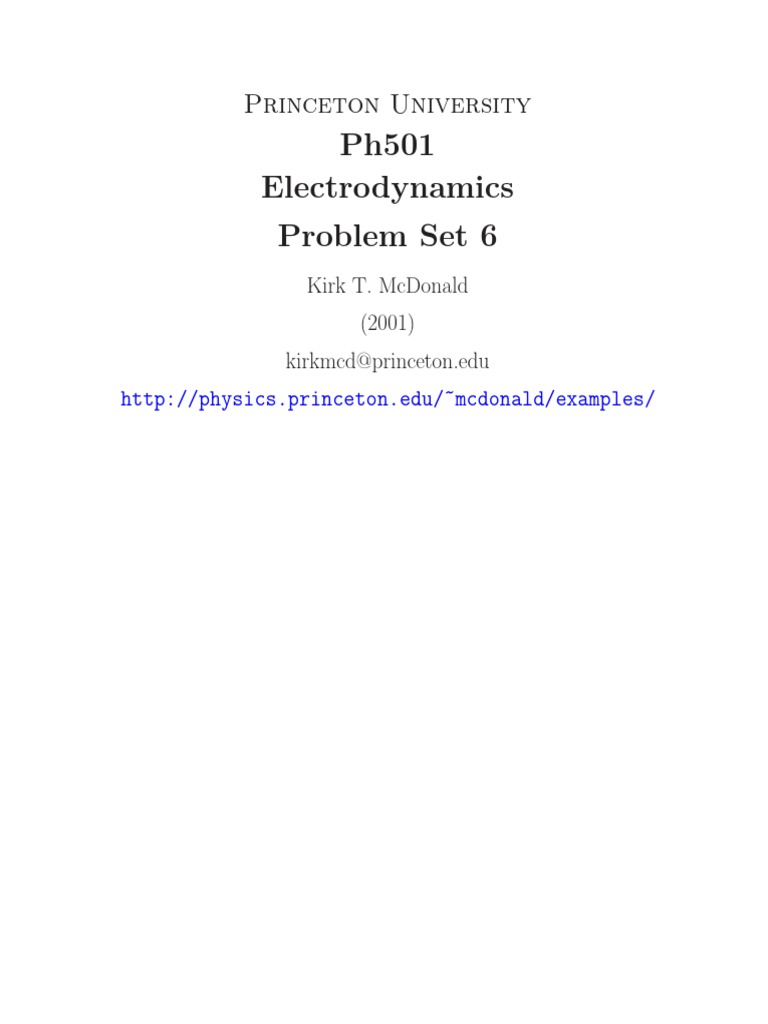 Ph501 Electrodynamics Problem Set 6 | PDF | Ionosphere | Waves