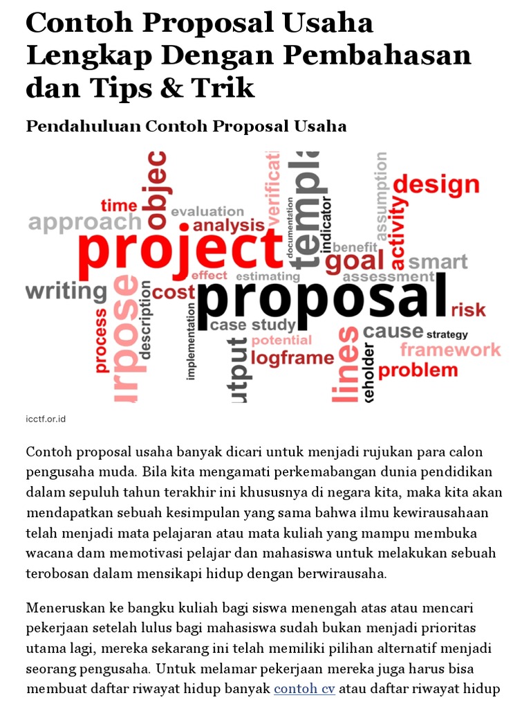 Lengkap Contoh Proposal Usaha Bisnis Dengan Pembahasan
