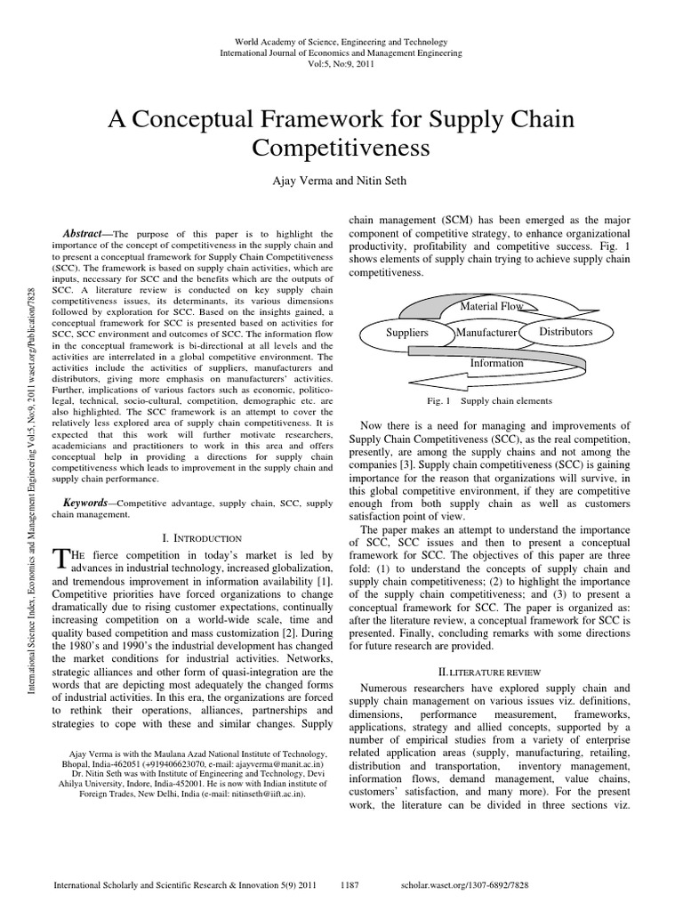 Supply Chain Competitiveness Framework | PDF | Supply Chain | Competition