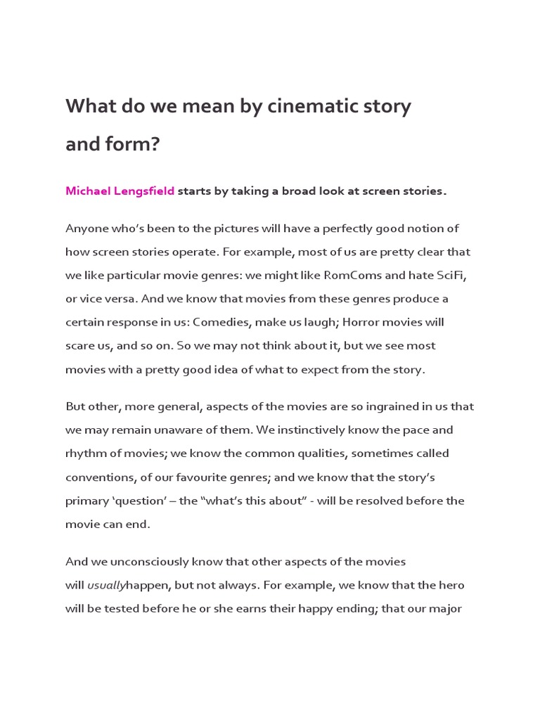 Understanding Cinematic Storytelling | PDF | Screenplay | Genre