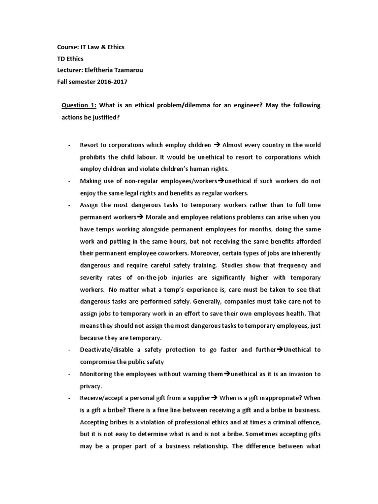 Business ethics case study examples picture