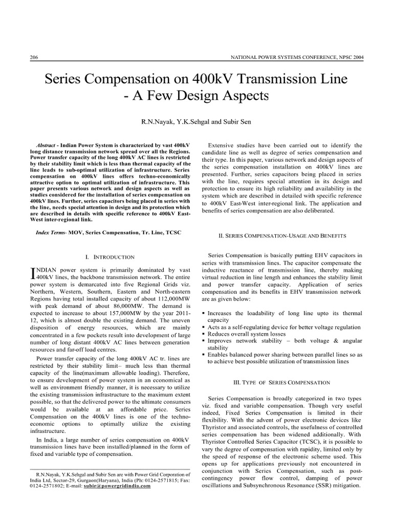 Series Compensation in 400kV | PDF