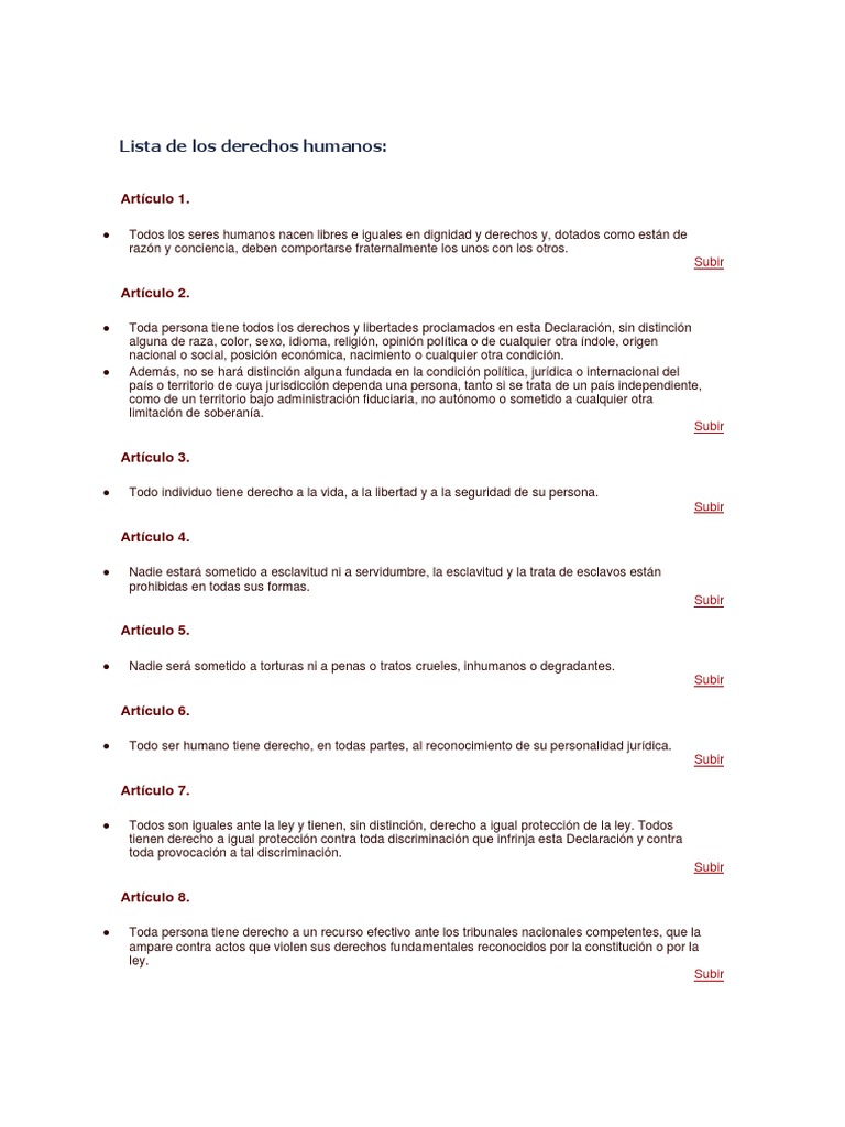 Lista de Los Derechos Humanos | PDF