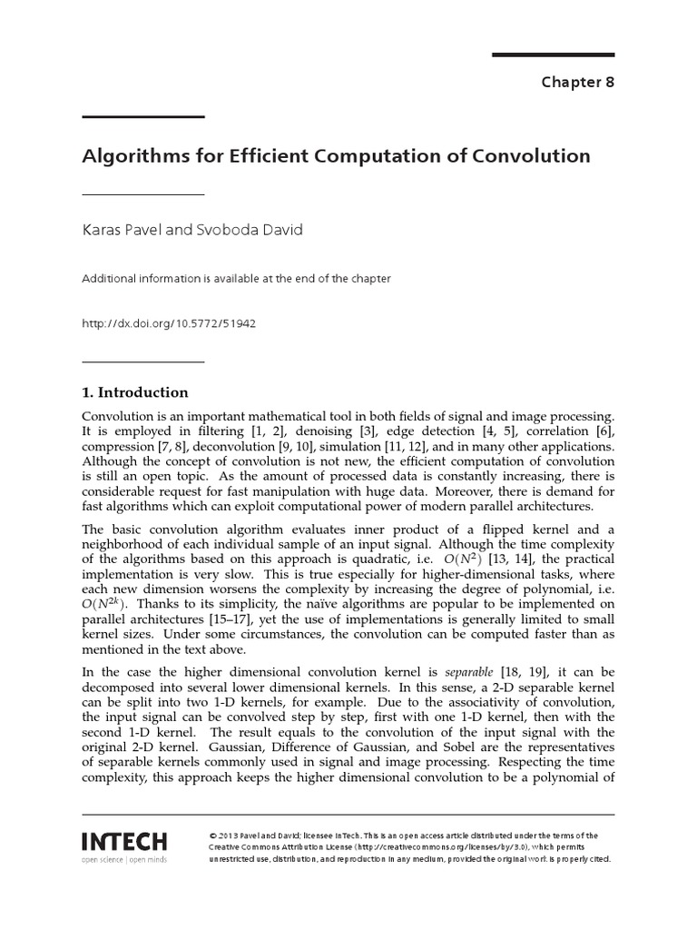 Algorithms For Efficient Computation of Convolution | PDF | Fast ...