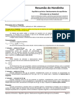 Resumao Do Hondinha - Equilibrio Quimico - Deslocamento de Equilibrios