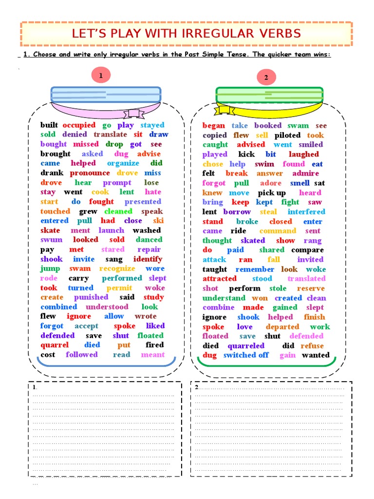 Lets Play With Irregular Verbs Pdf
