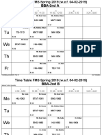 FMS Time Table Spring 2019 (W.e.f 04-02-2019) Classes