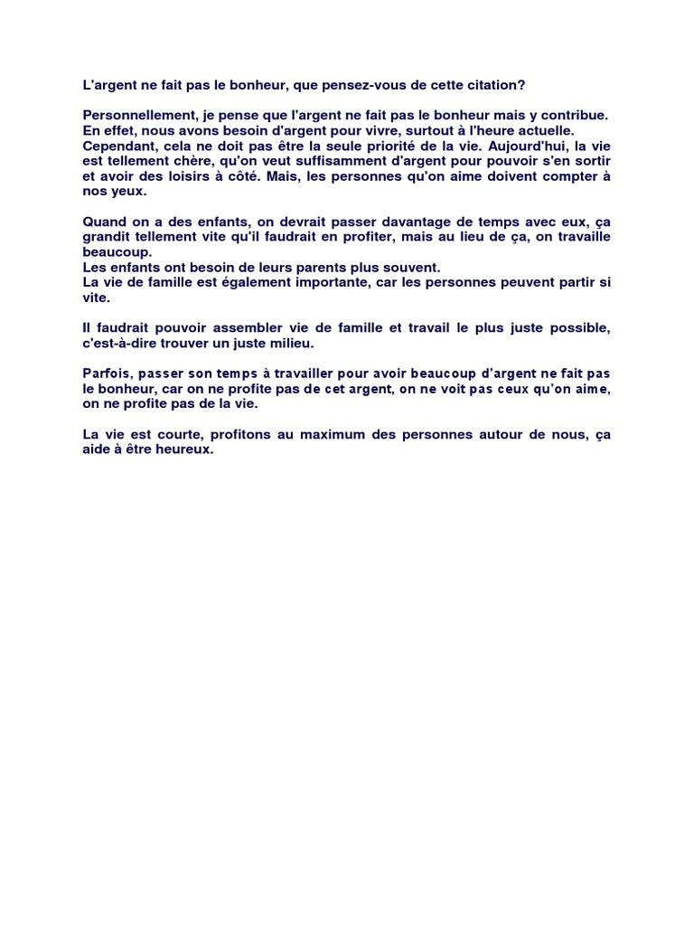 Le Texte Sur L Argent