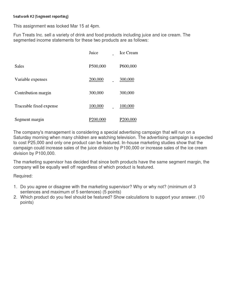 Accounting Students' Segment Analysis | PDF | Return On Investment ...