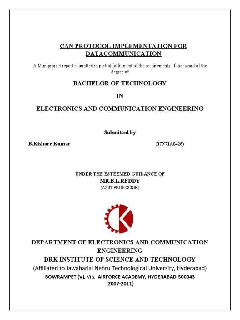 CAN Protocol Data Communication Project | PDF | Microcontroller ...