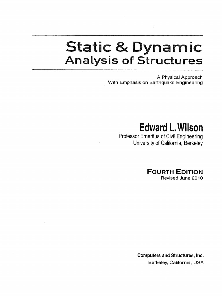Static and Dynamic Analysis of Structures | Matrix (Mathematics ...