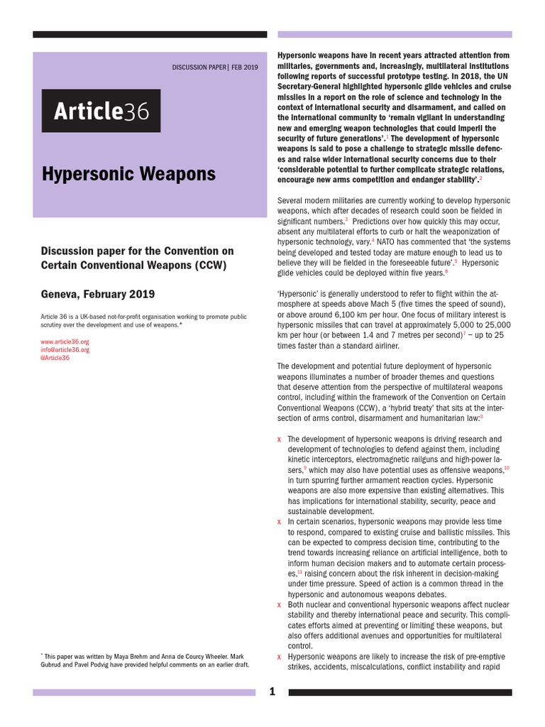 Hypersonic Weapons | PDF | Ballistic Missile | Nuclear Weapons