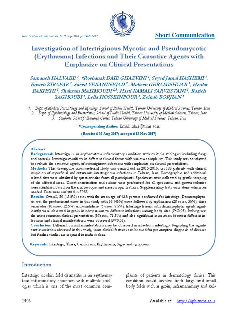 Investigation of Intertriginous Mycotic and Pseudomycotic (Erythrasma ...