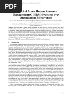 Impact of Green Human Resource Management (G-HRM) Practices Over Organization Effectiveness