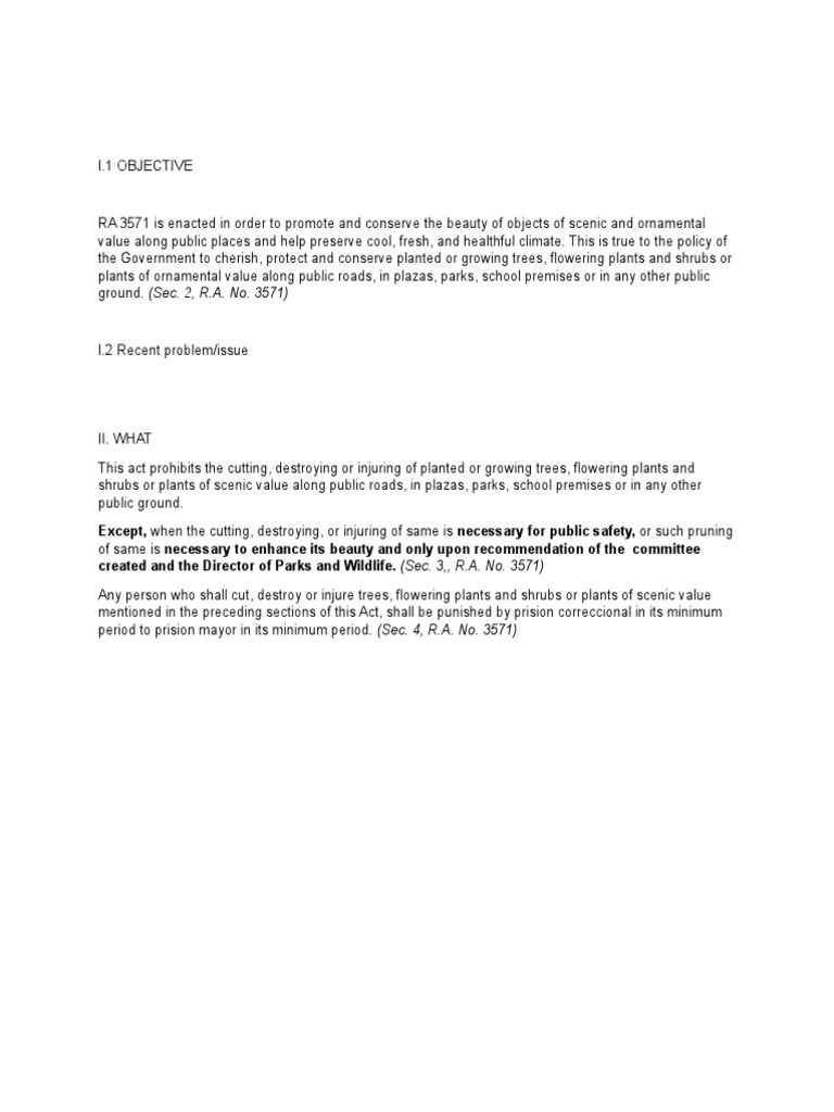 Tree Protection Law: RA 3571 Overview | PDF | Science & Mathematics