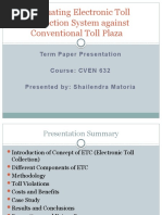 Evaluating Electronic Toll Collection Against Main Line Toll