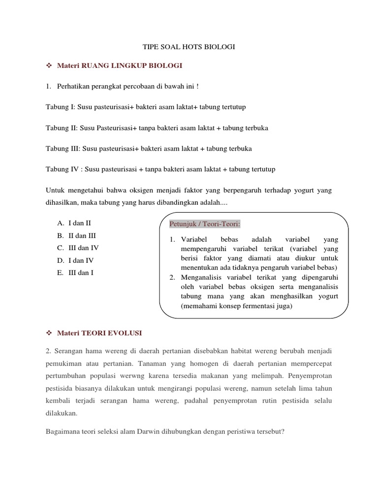 Soal Hots Evolusi All Desain
