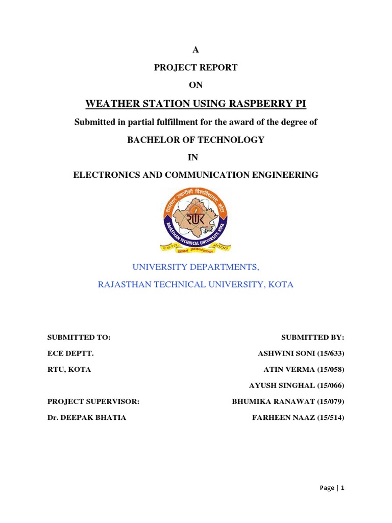 Report For Minor Project On Weather Station | PDF | Python (Programming ...
